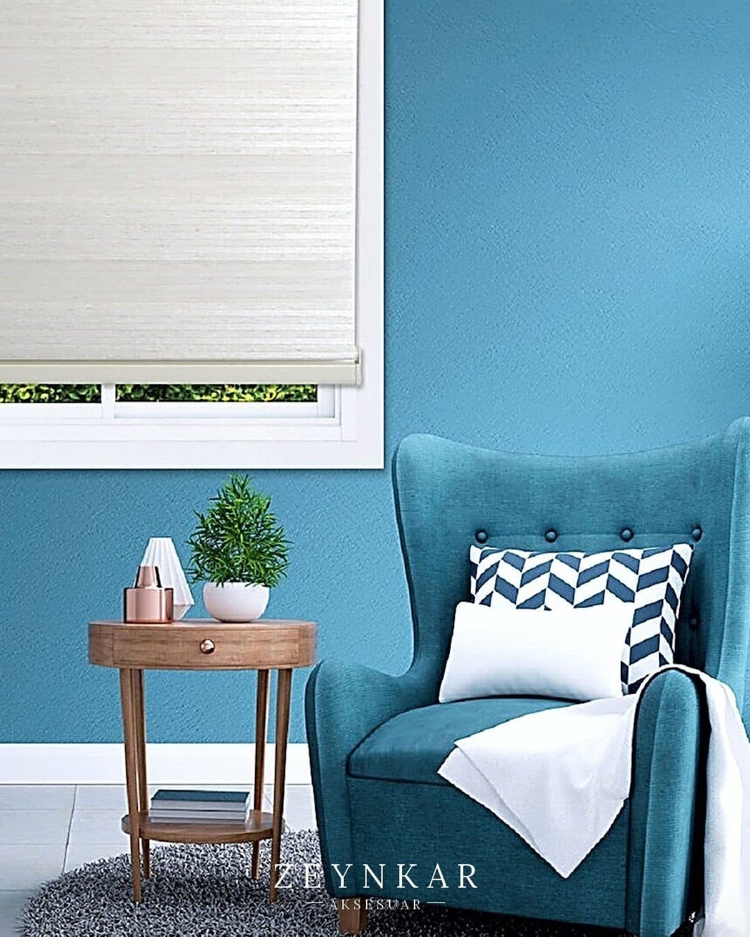 Linadora Plise Keten 60x200 cm Zebra Stor Krem - 60x200 cm