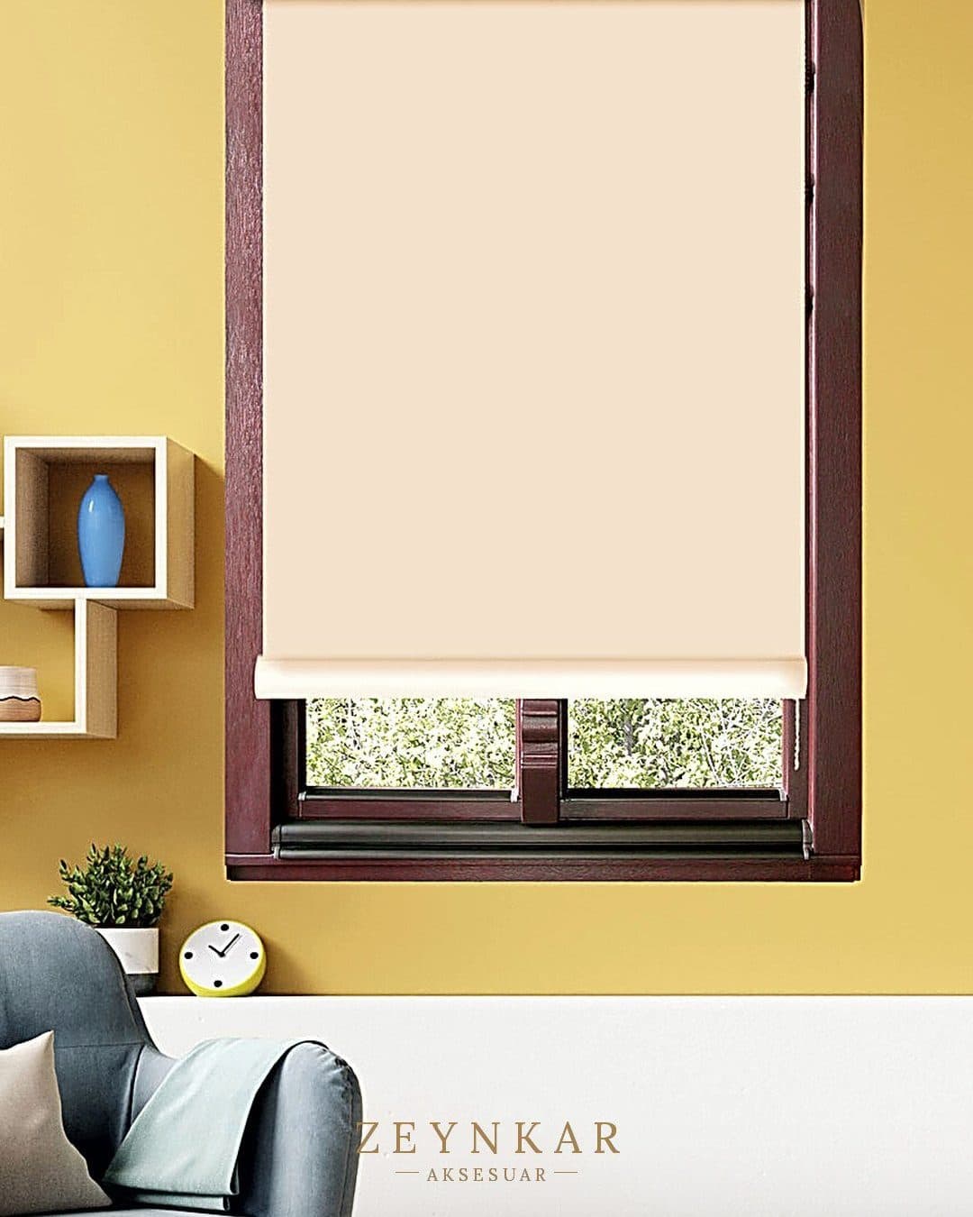 Linadora Polyester 60x200 cm Kumaş Stor Ekru - 60x200 cm