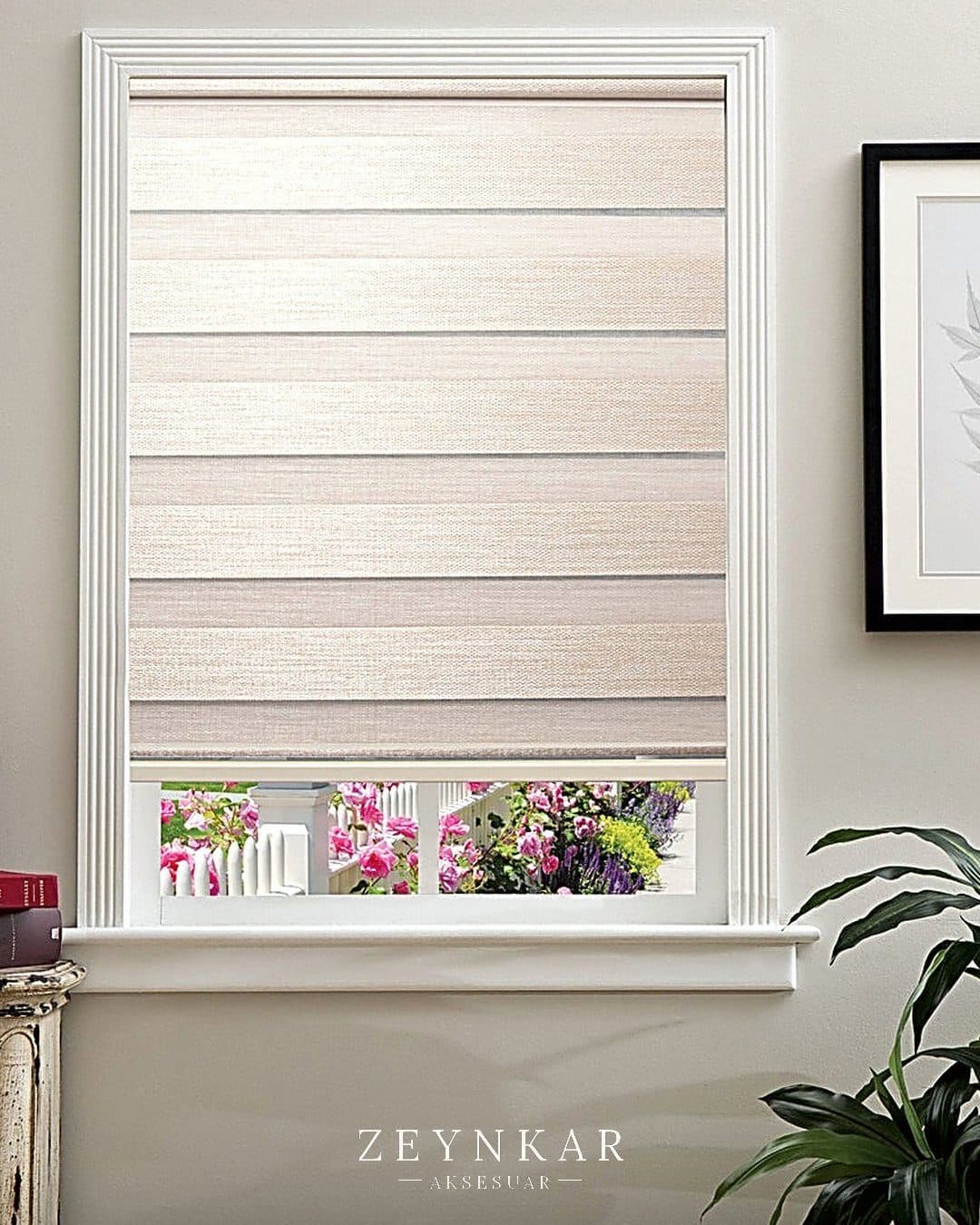 Elegance Hasır Bambu Polyester 60x200 cm Zebra Stor Kum Beji - 60x200 cm