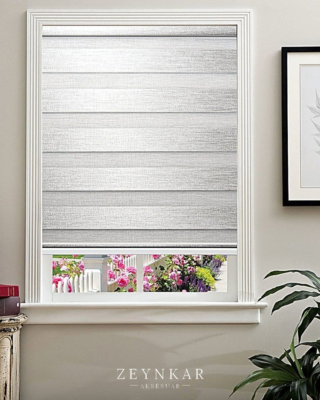 Elegance Hasır Bambu Polyester 70x200 cm Zebra Stor Gri - 70x200 cm