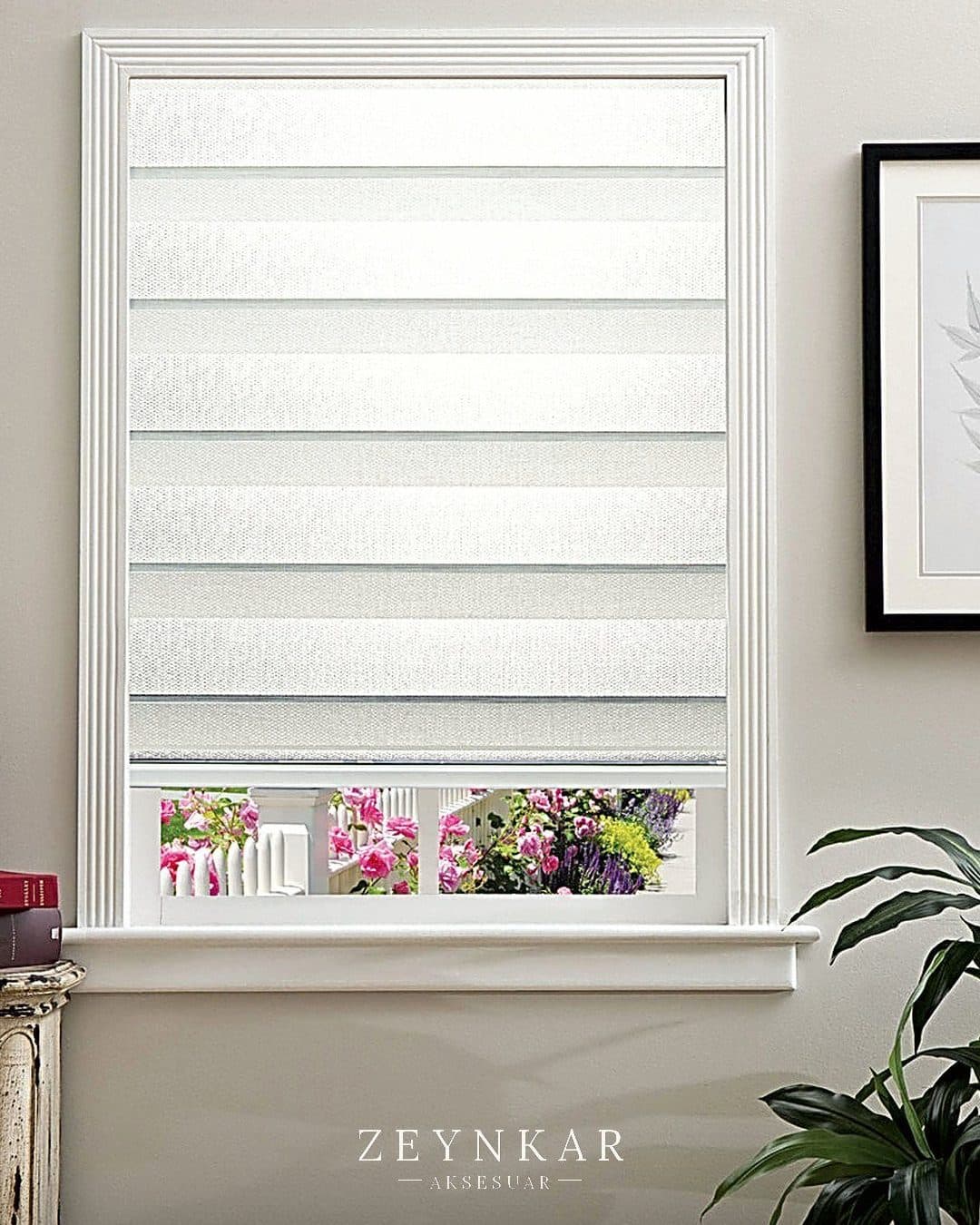 Elegance Hasır Bambu Polyester 60x200 cm Zebra Stor Ekru - 60x200 cm