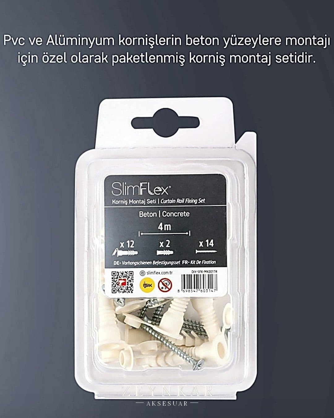 Slimflex Korniş Montaj Seti 4 m - 4 m