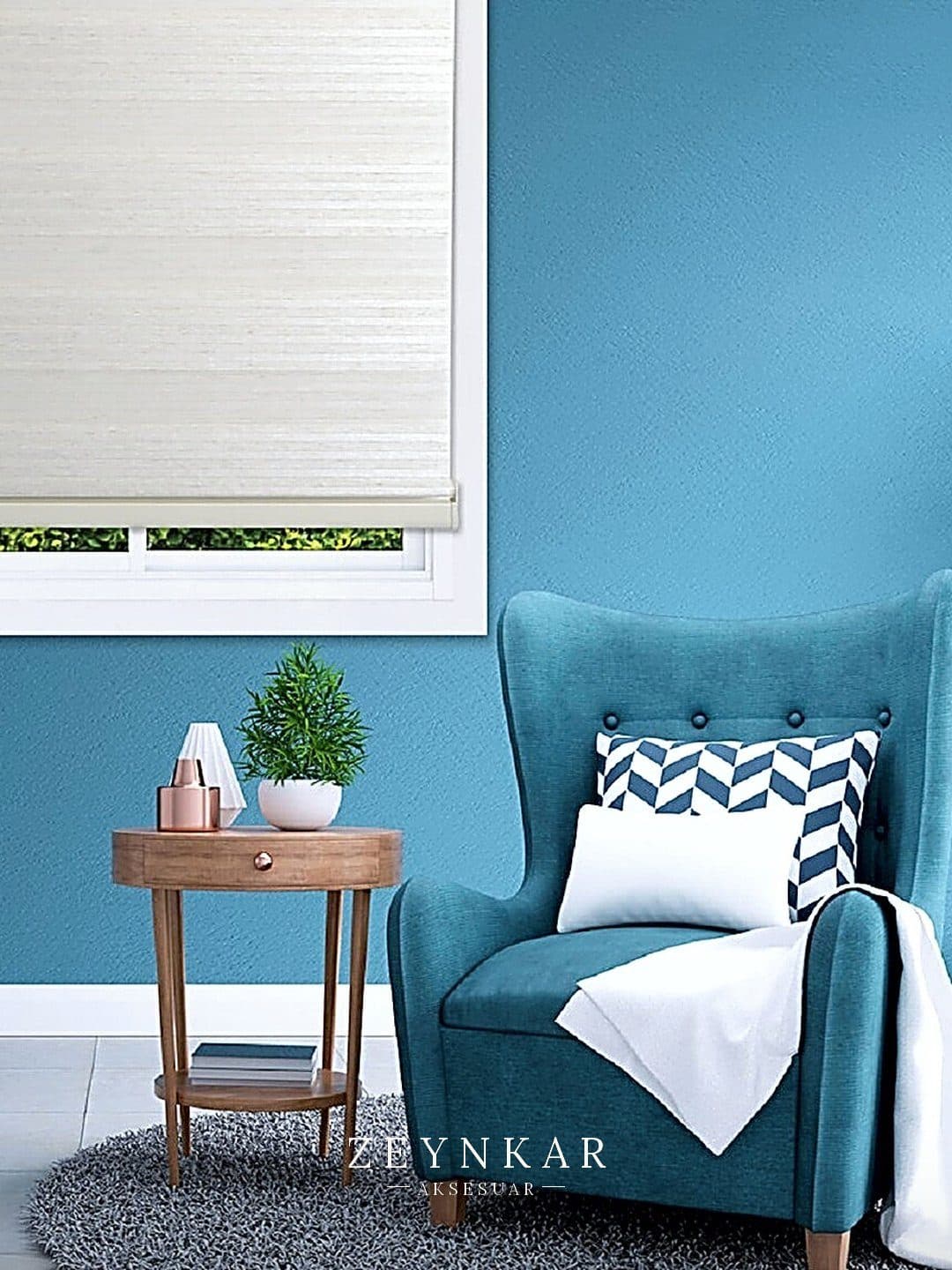 Linadora Plise Keten 60x200 cm Zebra Stor Krem - 60x200 cm