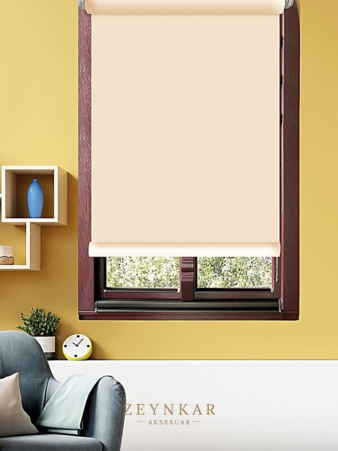 Linadora Polyester 60x200 cm Kumaş Stor Ekru - 60x200 cm