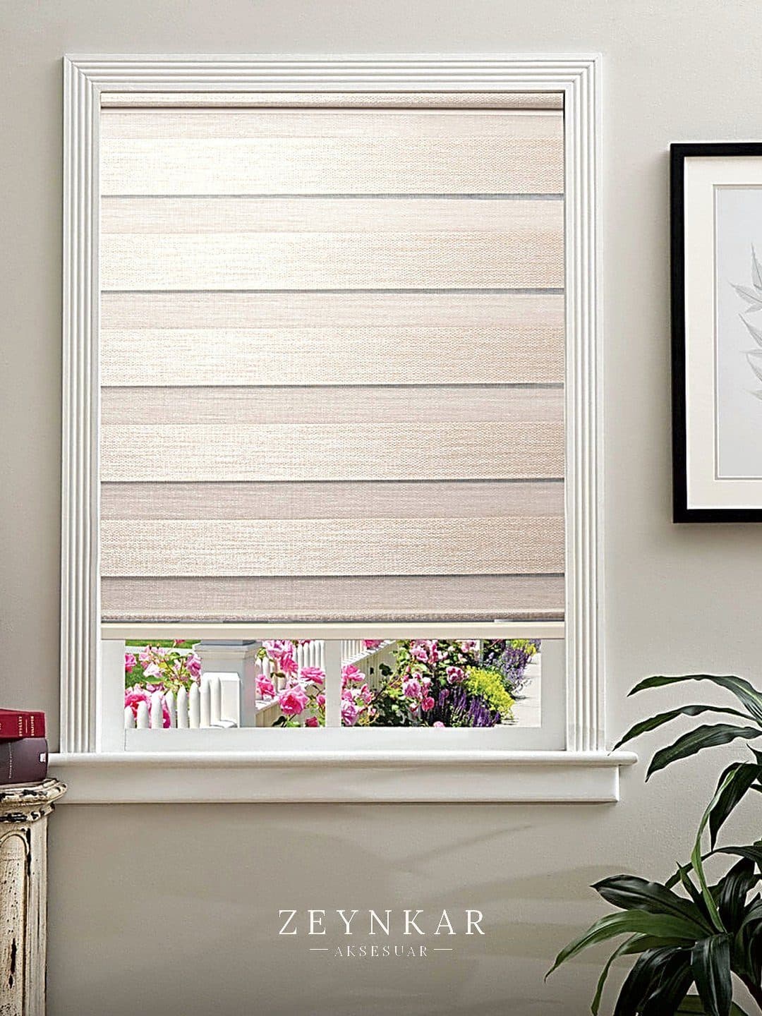 Elegance Hasır Bambu Polyester 60x200 cm Zebra Stor Kum Beji - 60x200 cm