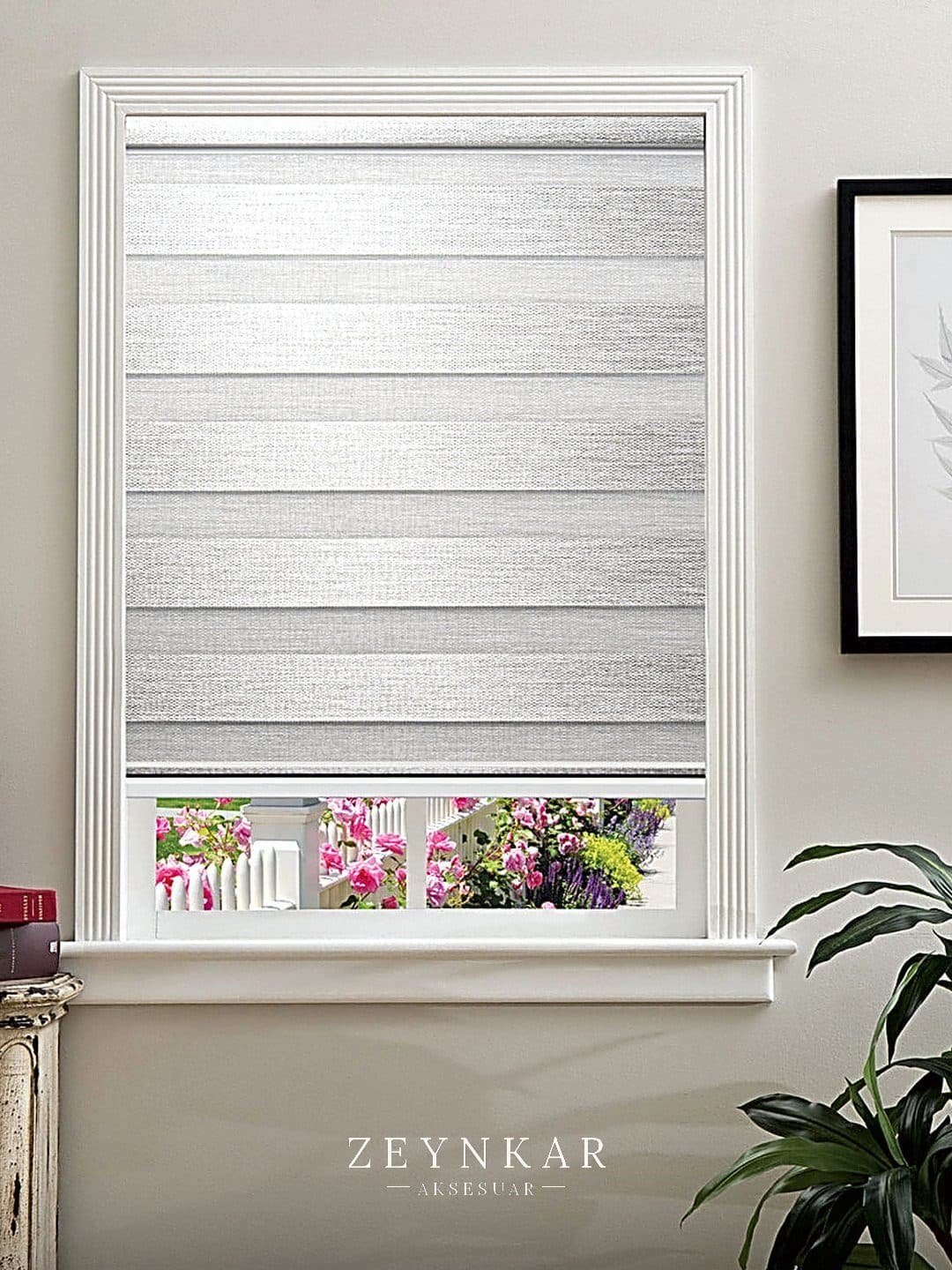 Elegance Hasır Bambu Polyester 70x200 cm Zebra Stor Gri - 70x200 cm