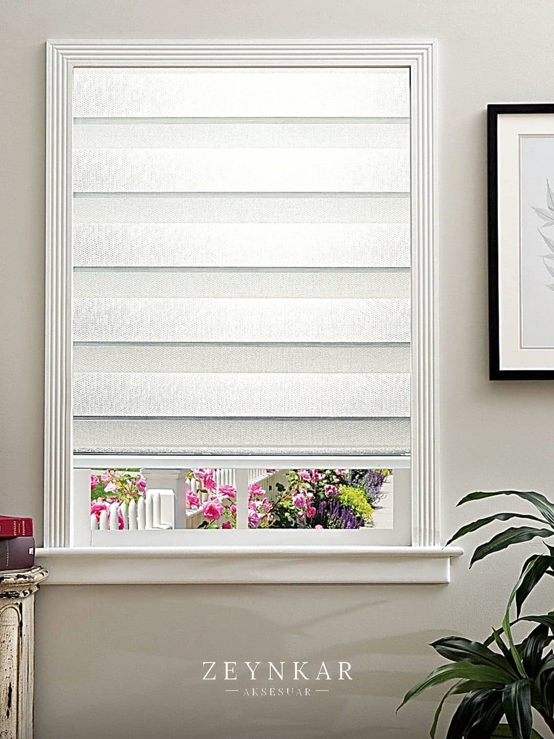 Elegance Hasır Bambu Polyester 60x200 cm Zebra Stor Ekru - 60x200 cm
