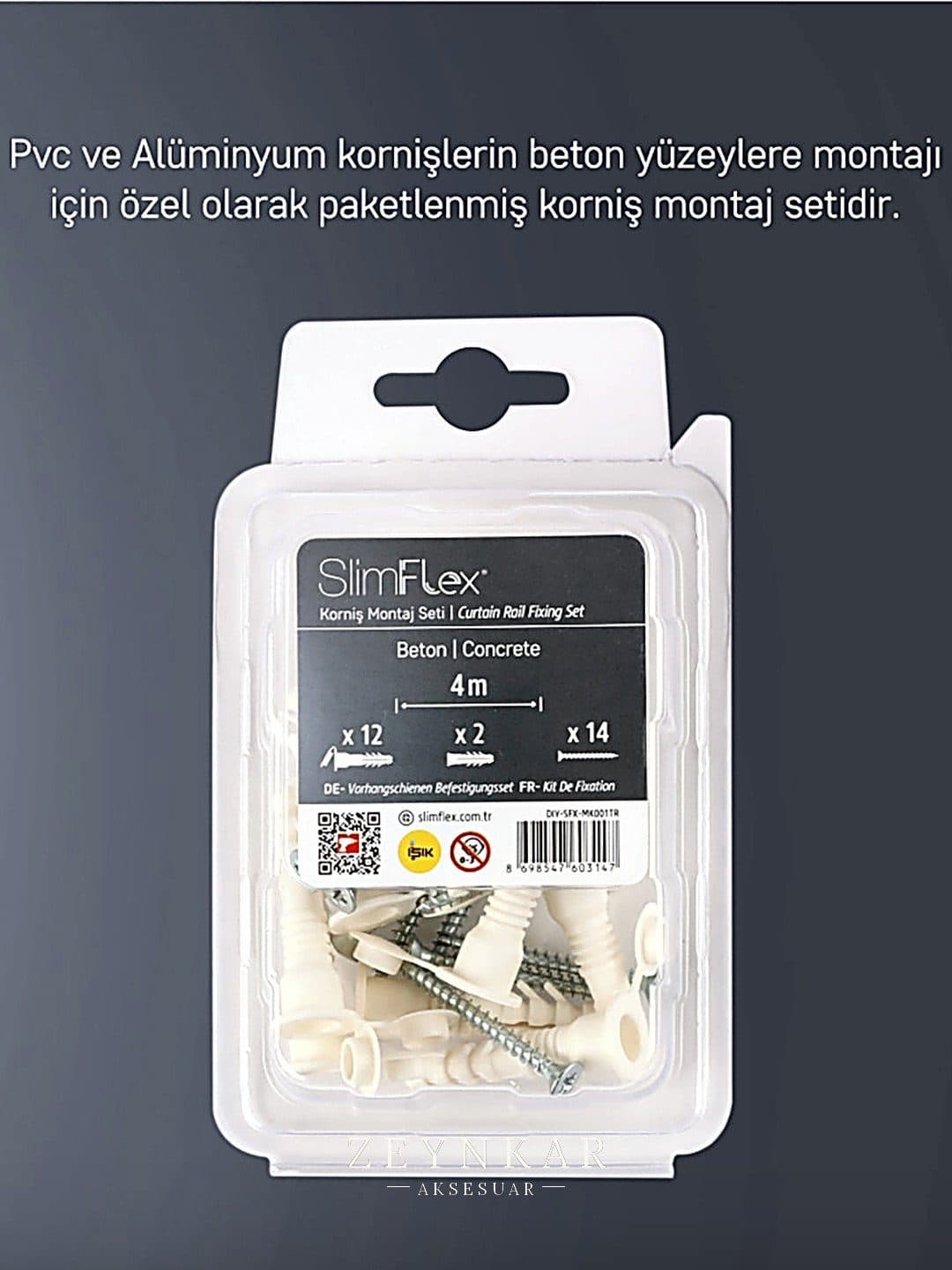 Slimflex Korniş Montaj Seti 4 m - 4 m