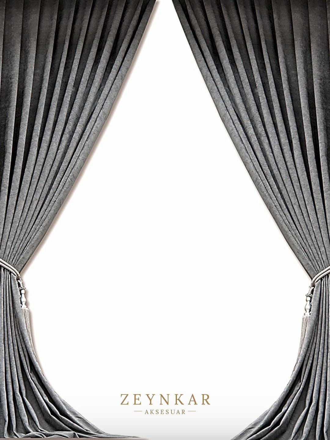 Premier Home Sedef Süet Fon Perde Gri 170x270 cm - 170x270 cm